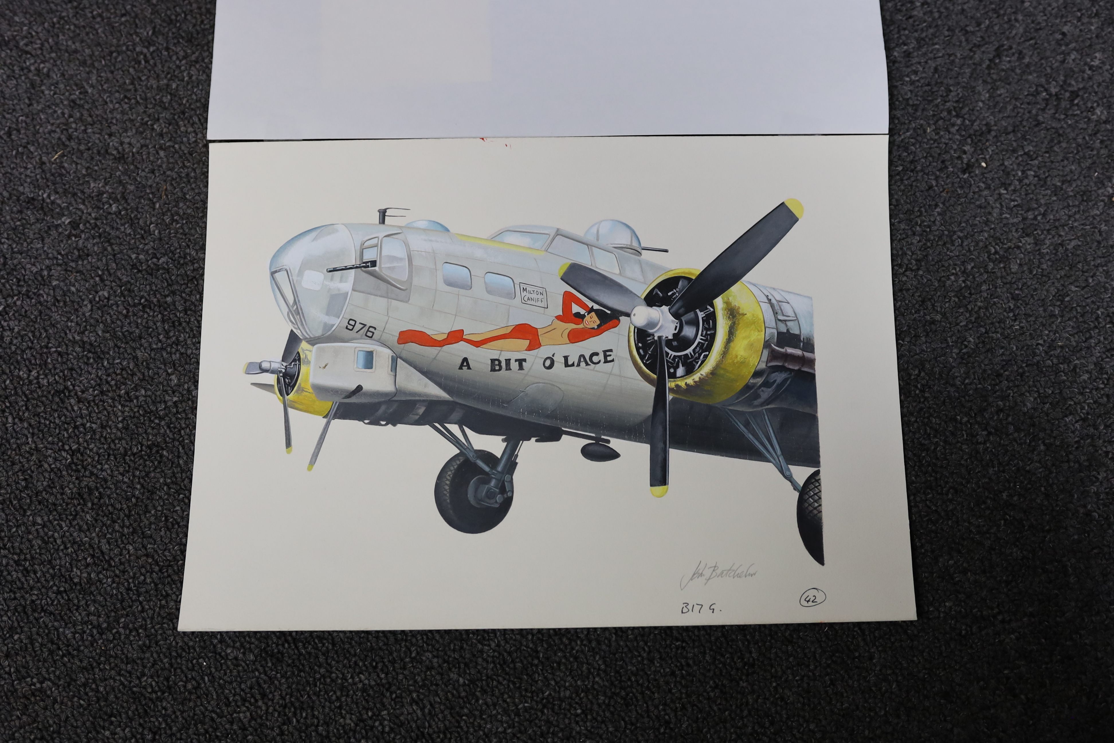 John Henry Batchelor MBE (1936-2019), Studies of military aircraft, gouache, watercolour and pencil (8), largest 25 x 53cm, unframed, Please note this lot attracts an additional import tax of 5% on the hammer price